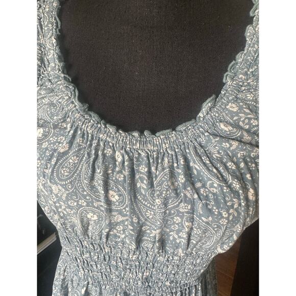 Patrons of Peace Stone Blue Floral Midi Dress size L - Picture 2 of 7